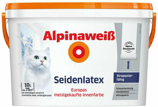 Alpinaweiß Seidenlatex 10 Liter weiß