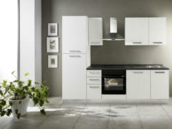 Küchenzeile Belluna mit Geräten 255 cm Weiß Dekor Elegant