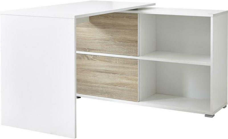 Eckschreibtisch mit Stauraum B 120cm H 76cm Slide, Weiß