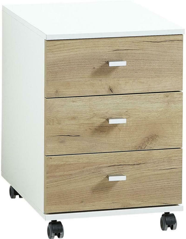 Rollcontainer Eiche Dekor/Weiß Gw-Lioni 40x57x49 cm