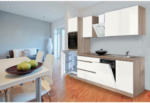 Möbelix Küchenzeile Premium mit Geräten 280 cm Weiß/Eiche Dekor Modern