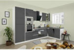 Möbelix Küchenzeile Premium mit Geräten 345 cm Weiß/Grau Hochglanz