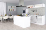 Möbelix Küchenzeile Premium mit Geräte 280 cm Weiß mit Kochinsel