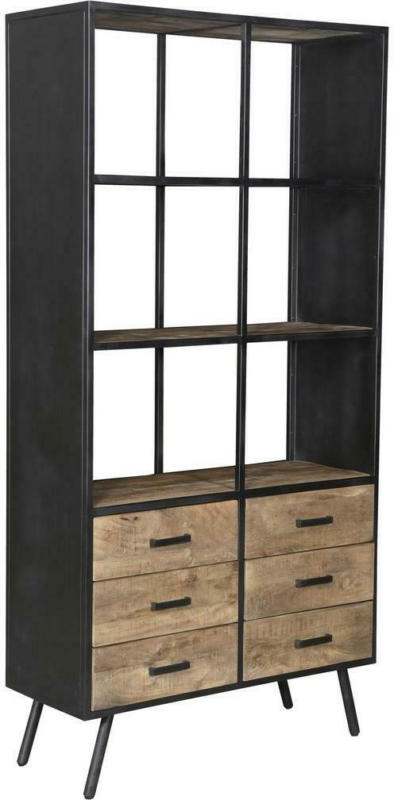 Regal mit Laden Cab-Finn B: 100 cm Mangoholz/Schwarz