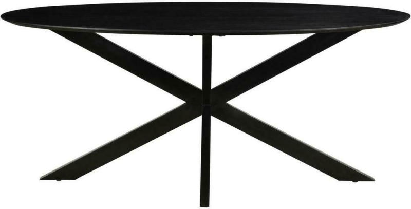 Esstisch mit Echtholz-Platte Oval Dt-Oslo 180x90 cm Schwarz