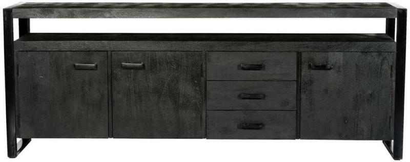 Sideboard Massiv Mit 3 Laden 220 cm Sid-Norris Schwarz