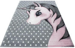 Kinderteppich Einhorn Grau/Weiß/Pink Kids 120x170 cm