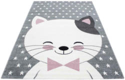 Kinderteppich Katze Grau/Weiß/Pink Kids 160x230 cm