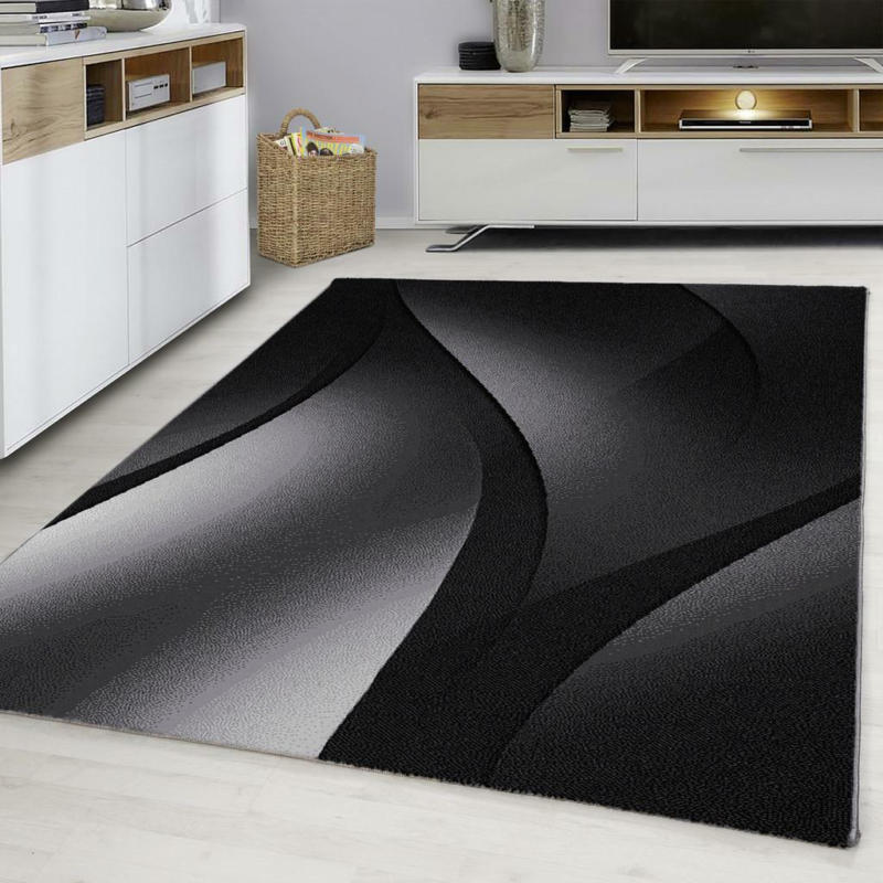 Webteppich Schwarz/Weiß Naturfaser Plus 200x290 cm