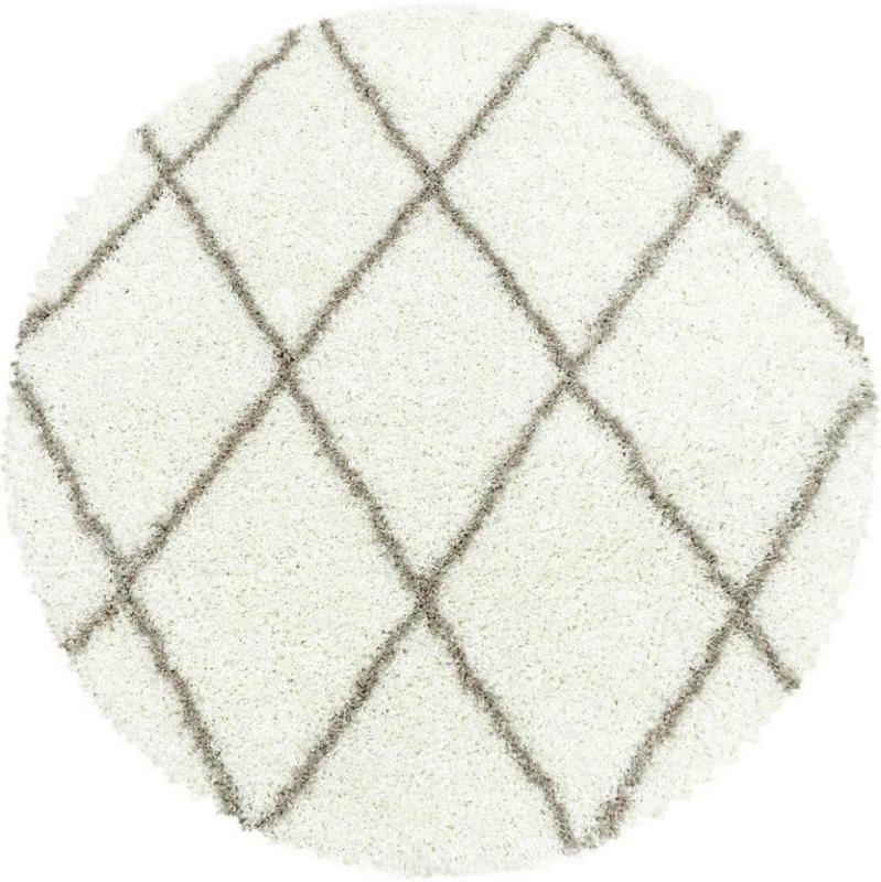 Hochflor Teppich Creme Alvor Rund ⌀ 200 cm