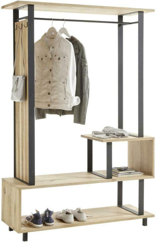 Garderobe Alano Eiche/Schwarz Holz/Metall B: 120 cm