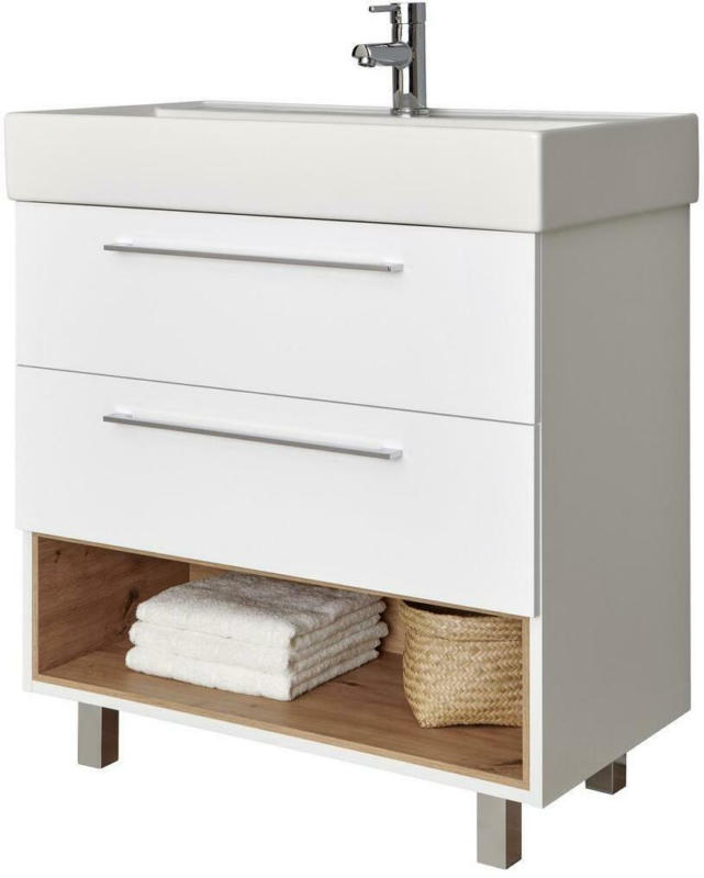 Waschbecken mit Unterschrank + Soft-Close Mura I B 80cm, Weiß