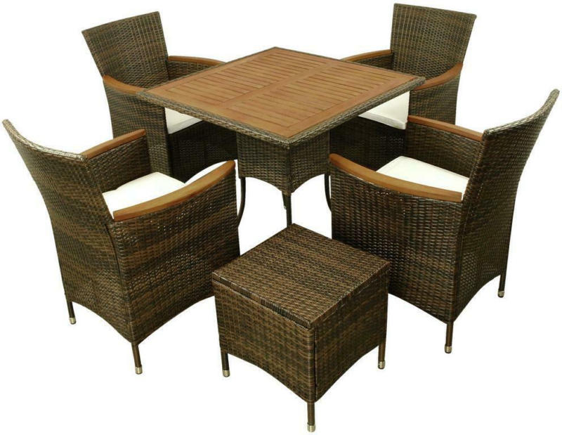Gartenmöbel-Set 6-Teilig Valencia Polyrattan mit Kissen