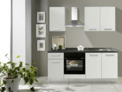 Küchenzeile Belluna mit Geräten 195 cm Weiß/Grau Modern