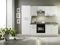 Küchenzeile Belluna mit Geräten 250 cm Weiß/Eiche Elegant