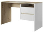 Möbelix Schreibtisch mit Stauraum B 125cm H 75,5cm Paco Eiche/Weiß