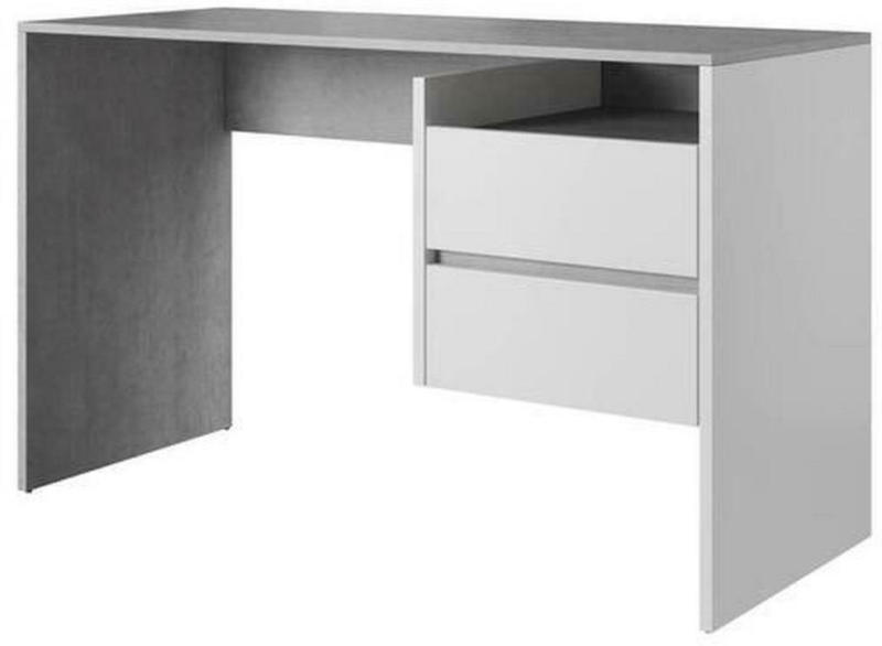 Schreibtisch mit Stauraum B 125cm H 75,5cm Paco Beton/Weiß