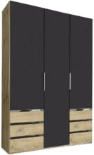 Möbelix Drehtürenschrank mit Schubladen 150cm Level 36a, Graphit Dekor