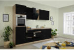 Möbelix Küchenzeile Premium mit Geräten 270 cm Schwarz/Eiche Dekor