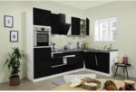 Möbelix Küchenzeile Premium mit Geräten 280 cm Weiß/Schwarz Modern