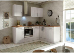 Küchenzeile Premium mit Geräten 220x172 cm Weiß Landhaus