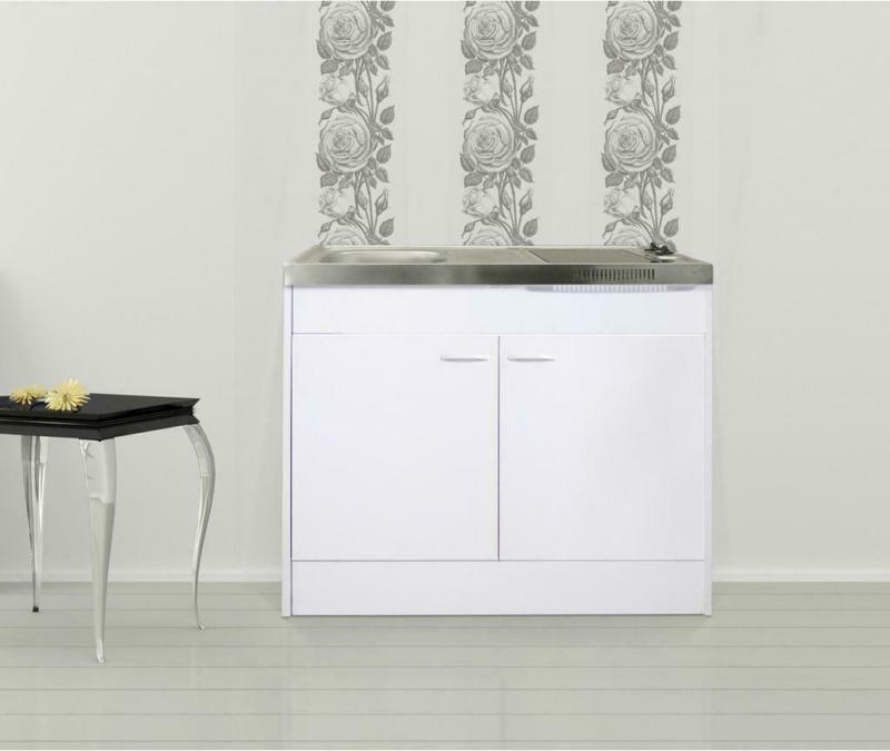 Miniküche mit Kochfeld 100 cm Weiß Dekor Elegant