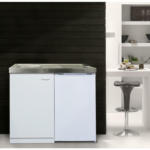 Möbelix Miniküche mit Kühlschrank + Kochfeld 100 cm Weiß Dekor