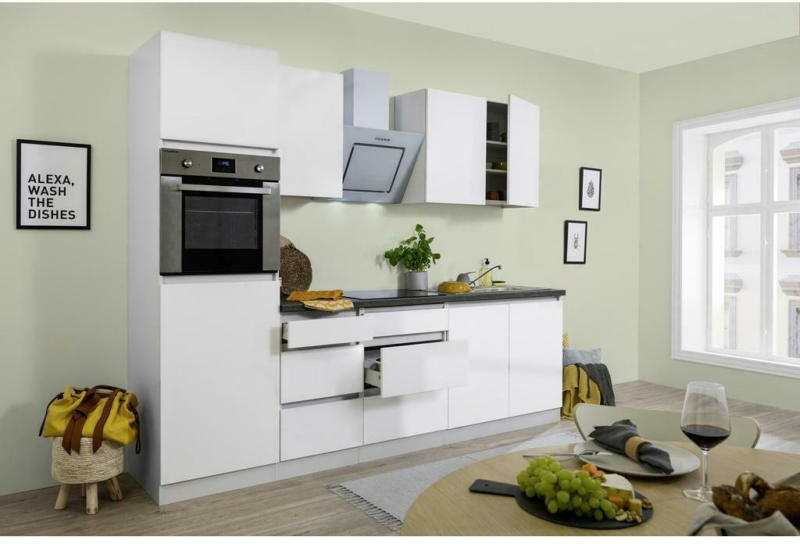 Küchenzeile Premium mit Geräten 270 cm Weiß Modern