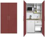 Möbelix Schrankküche mit Mikrowelle + Kühlschrank 104 cm Weiß/Rot