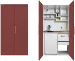 Möbelix Schrankküche mit Kühlschrank + Kochfeld 104 cm Weiß/Rot