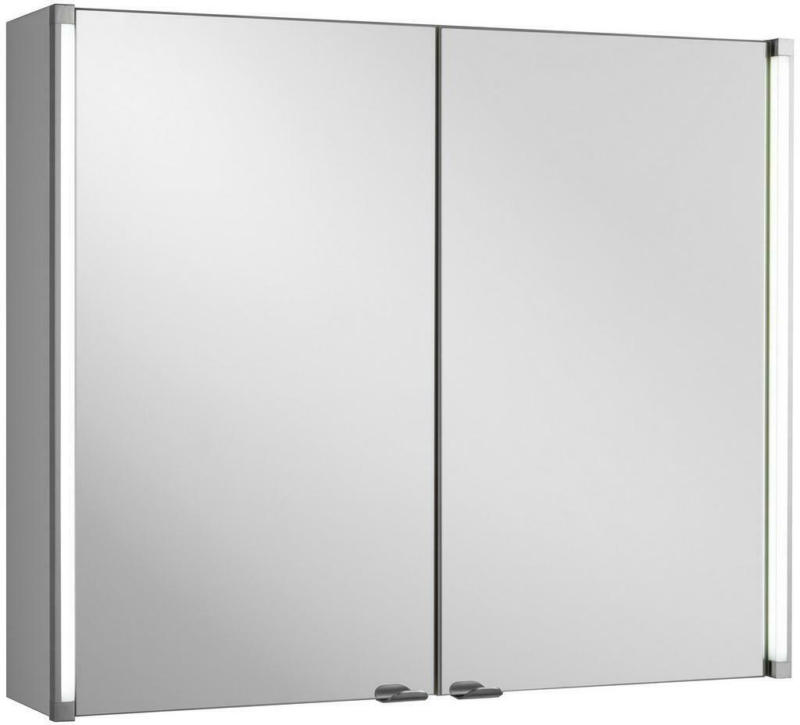 Spiegelschrank mit Türdämpfer + LED-Line B: 81 cm Weiß