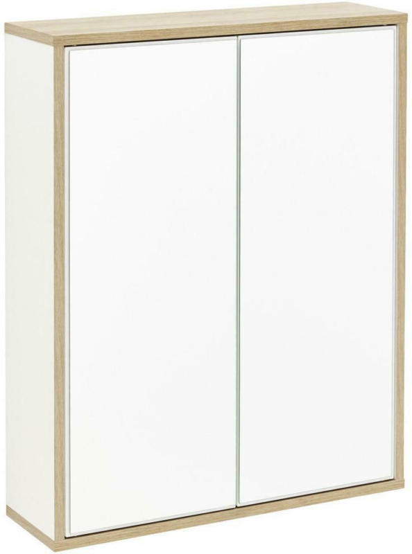 Spiegelschrank Push-To-Open Finn B: 60cm Weiß+eiche Dekor