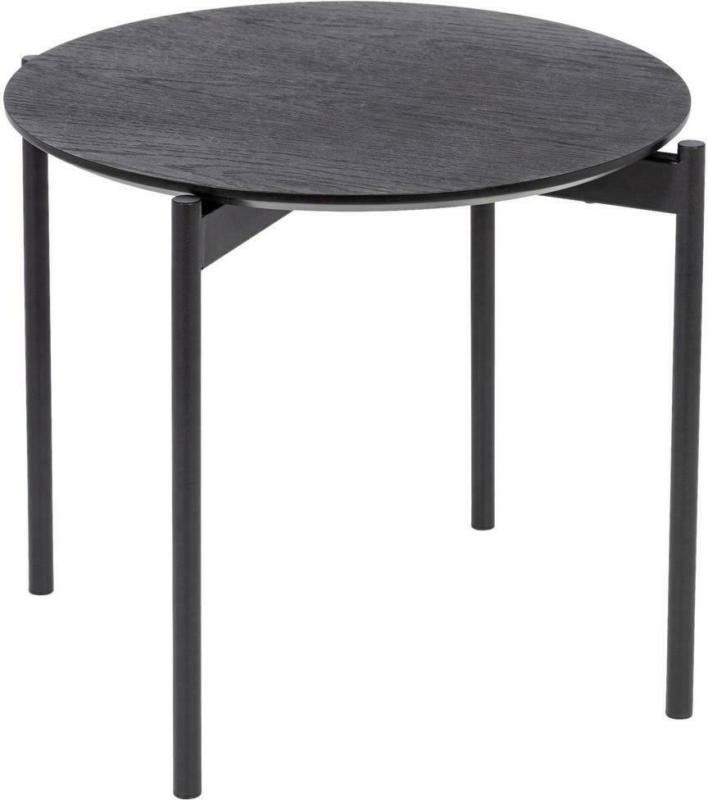 Beistelltisch Rund Mit Holzplatte Isa, Schwarz
