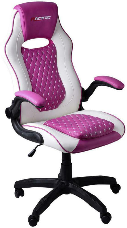 Gaming Stuhl Racing Kappa Mit Sitzkissen, Pink/Weiß