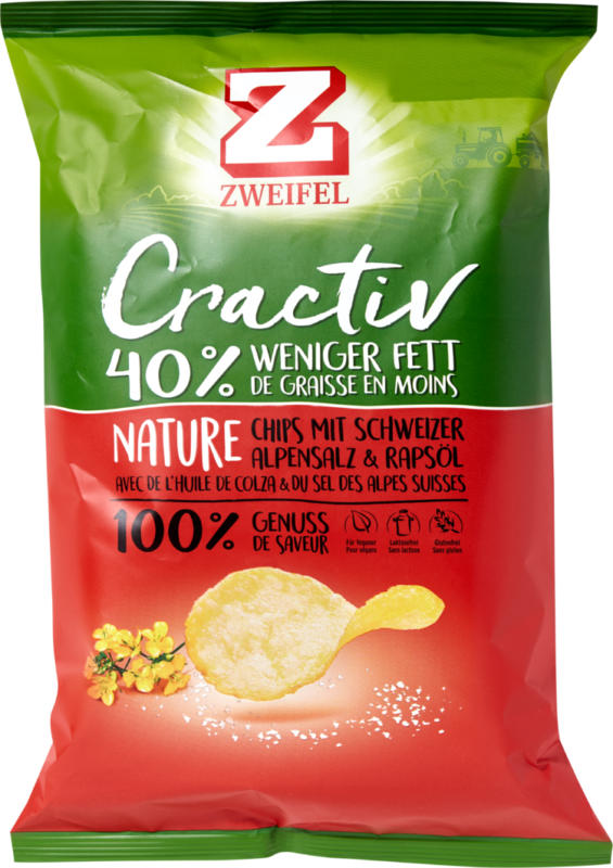 Zweifel Cractiv Chips Nature, 3 x 160 g
