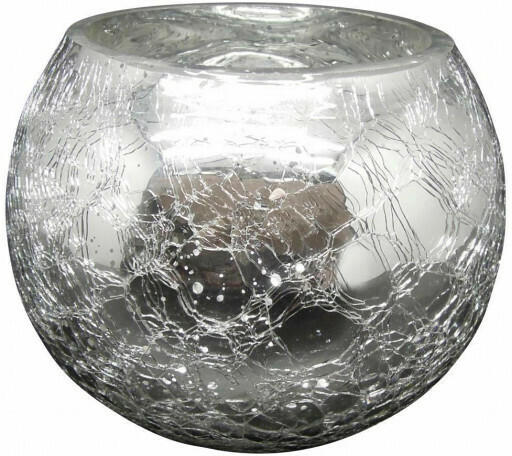 Windlicht Crackle silber ø ca. 15 cm