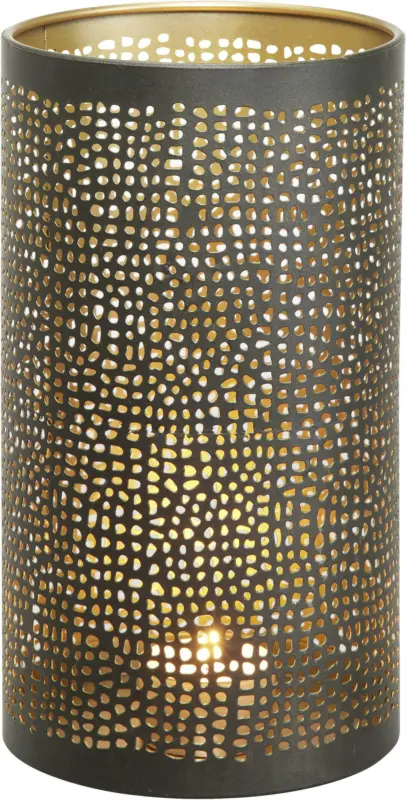 Windlicht Moments aus Eisen in Schwarz/Goldfarben