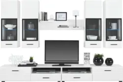 Wohnwand in Weiß inkl. Beleuchtung