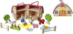 Spielkoffer Bauernhof aus Holz, 16-teilig