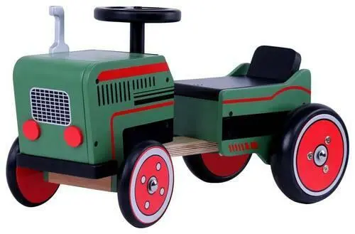 Kindertraktor Farm aus Birke in Grün/Rot
