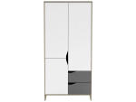 Schrank ALESSIO 2 Schwingtüren 2 Schubladen weiss,grau
