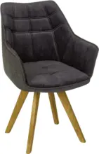 mömax Armlehnstuhl aus Eiche massiv in Grau