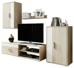 Wohnwand 'Berno' , eiche, weiß