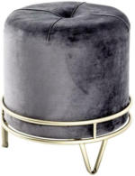 Möbelix Hocker Stool Grau/Goldfarben Sitz Gepolstert H: 40 cm Rund