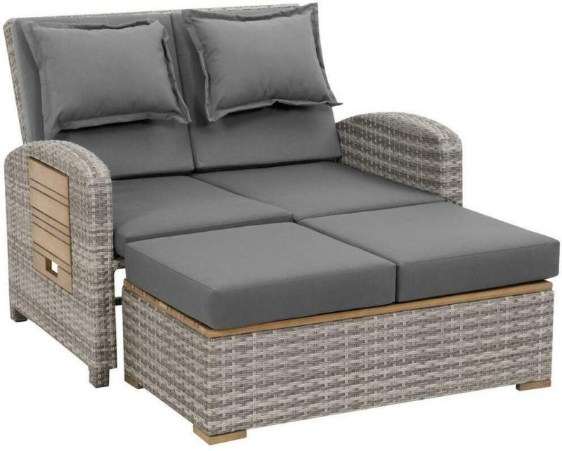 Loungegarnitur 2-Teilig Bahia Tobago Holz/Metall mit Kissen