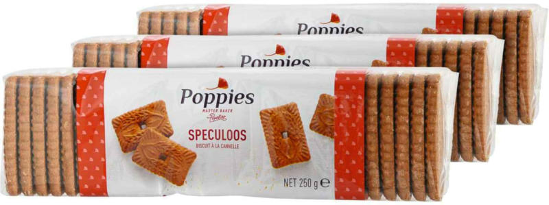 Poppies Speculoos Biscuit au caramel 3 x 250 g -