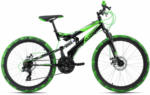 HELLWEG Baumarkt Mountainbike „Crusher“, Fully, 24 Zoll, 41 cm, schwarz-grün Fully | schwarz-grün | 41 cm | 24 Zoll