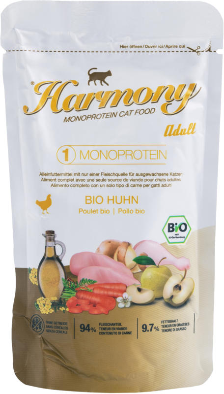 Harmony Cat Monoprotein Bio Adult Huhn Katzenfutter 100g
