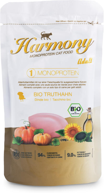 Harmony Cat Monoprotein Bio Adult Truthahn Katzenfutter 100g