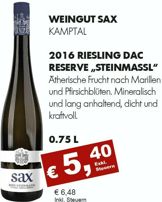 2016 Riesling DAC Reserve Steinmassl, Sax, Kamptal